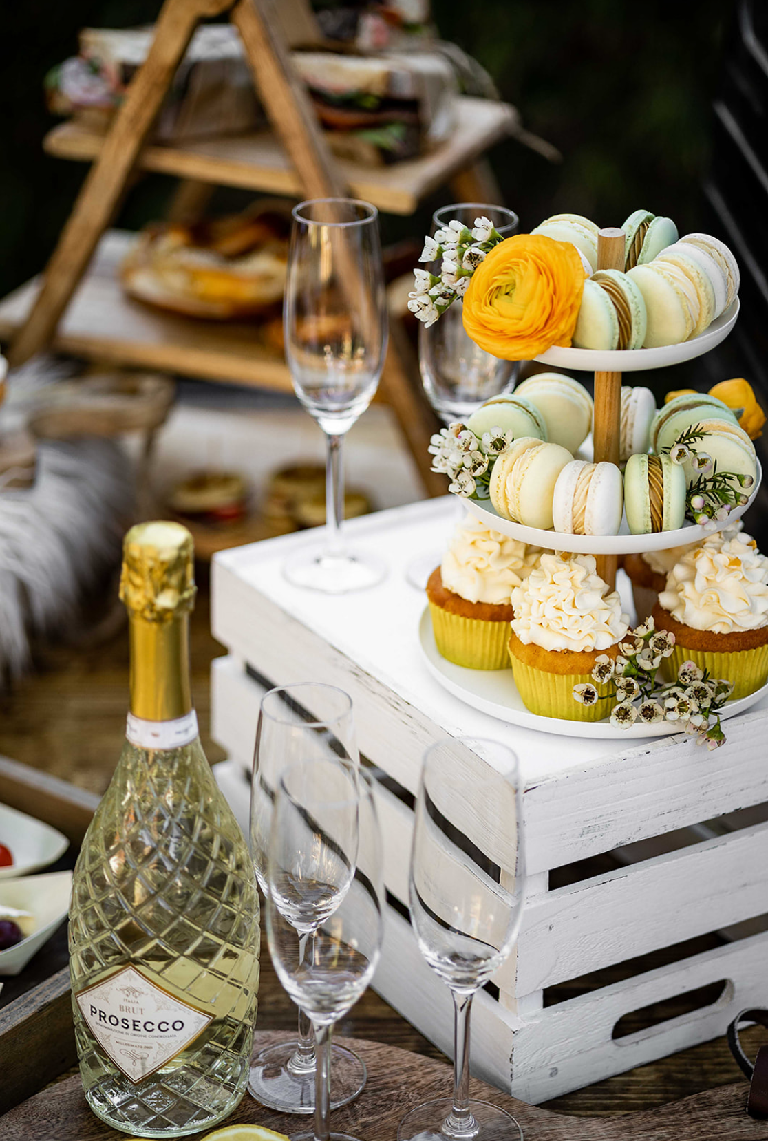 Prosecco-Empfang mit Macaron-Etagere